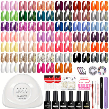 Gel Nail Polish Kit 61Pcs with UV Light & 40 Colors — Complete Starter Set with Base Coat, Top Coat, Manicure Tools, All-in-One Nail Art Kit for Beginners, Home Salon, Long-Lasting, Chip-Resistant, Gift for Women