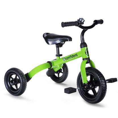3-in-1 Kids Tricycle Balance Bike Carbon Steel Frame EVA Wheels Foldable Detachable Pedal Adjustable Seat 55 lb Indoor Outdoor Ride-On Gift Boys Girls Ages 2-5 Green