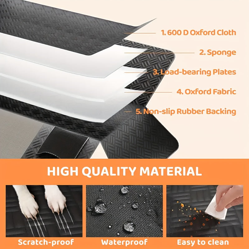 Dog Back Seat Extender with Hard Bottom - Heavy Duty Car Seat Cover for Dogs Supports 400 lbs, Waterproof Backseat Hammock Bed for SUVs Trucks & Most Cars, Full Coverage with Mesh Window & Storage Pockets