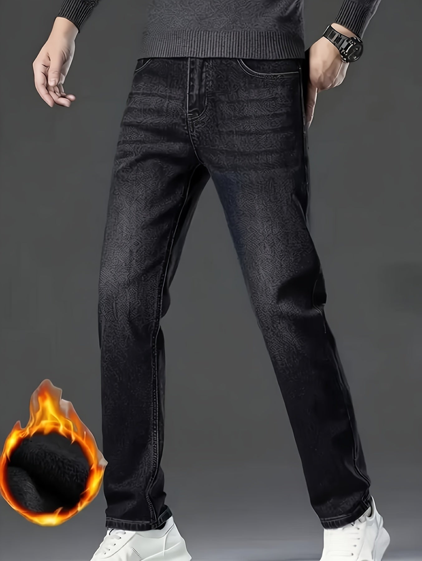 Men's Straight Leg Jeans - Classic Wash Clean Finish Streetwear 957605