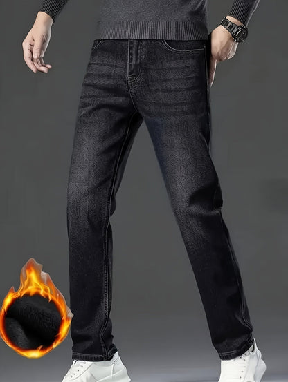 Men's Straight Leg Jeans - Classic Wash Clean Finish Streetwear 957605