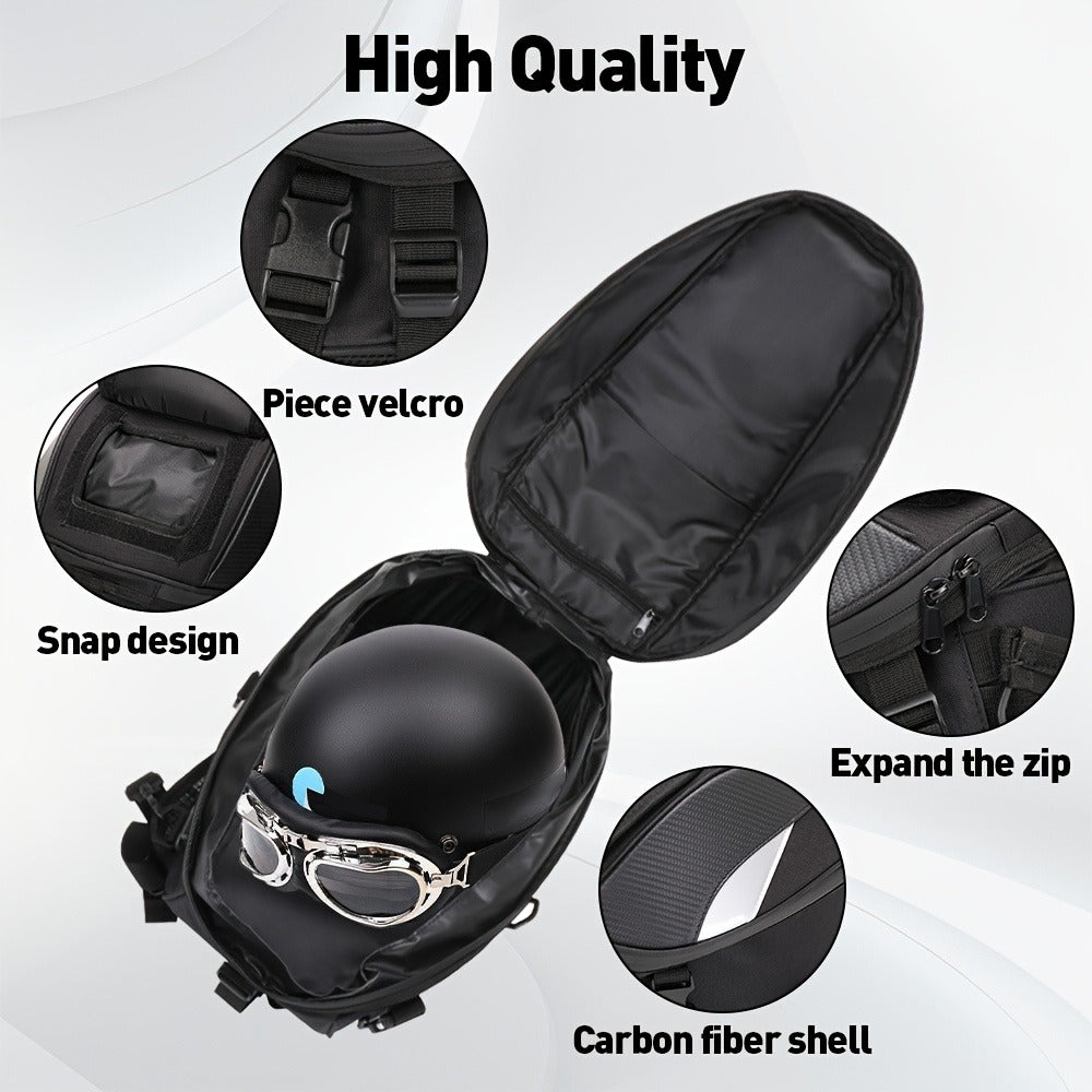 Motorcycle Backpack Helmet Bag – JFG RACING Motorbike Tail Bag with Adjustable Strap for Outdoor Camping, Travel & Luggage Storage, Large Capacity Rider Gear Bag