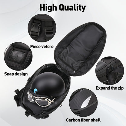 Motorcycle Backpack Helmet Bag – JFG RACING Motorbike Tail Bag with Adjustable Strap for Outdoor Camping, Travel & Luggage Storage, Large Capacity Rider Gear Bag