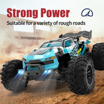 High Speed RC Car 1:16 Scale 4WD 70KM/H Off-Road Drift Racing Vehicle with RC390 Motor, 2.4GHz Remote Control, LED Lights, Head-Up Wheelie, 2 Batteries – All-Terrain Kids & Adult Gift