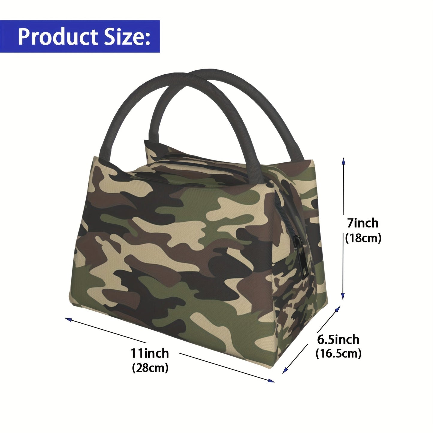 Insulated Lunch Bag Reusable Polyester Tote 11x6.5x7 In – Leakproof Thermal Cooler Bag for Work, Office, School, Camping, Picnic & Beach, Lightweight & Durable Everyday Lunch Carrier for Men & Women