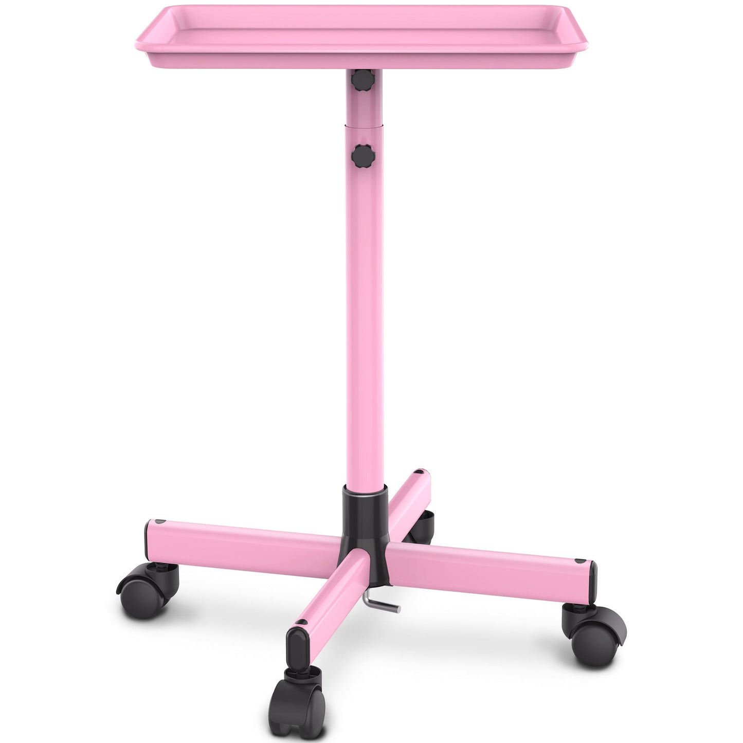 Rolling Salon Tray Cart on Wheels Adjustable Height 17.9x12.8 Inch Mobile Stylist Tray Table for Spa Tattoo Studio Blowdry Bar Aesthetic Clinic Bronze Pink