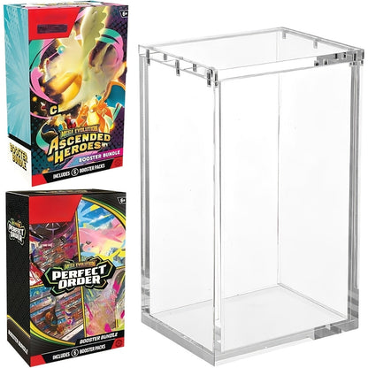 Pokemon Acrylic Display Case for ETB & Booster Bundle – 6mm Thick Clear Box Magnetic Lid UV Resistant Stackable Elite Trainer Box Protector for Card Collectors Gift