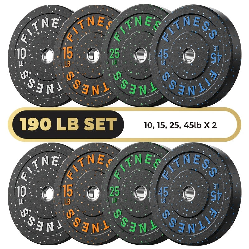 Bumper Plates Colored Rubber Weight Plates – 2-Inch Olympic Barbell Plates for Weightlifting & Strength Training, High Bounce Floor Protection, Low Odor, Non-Slip Surface, Home Gym & Commercial Gym
