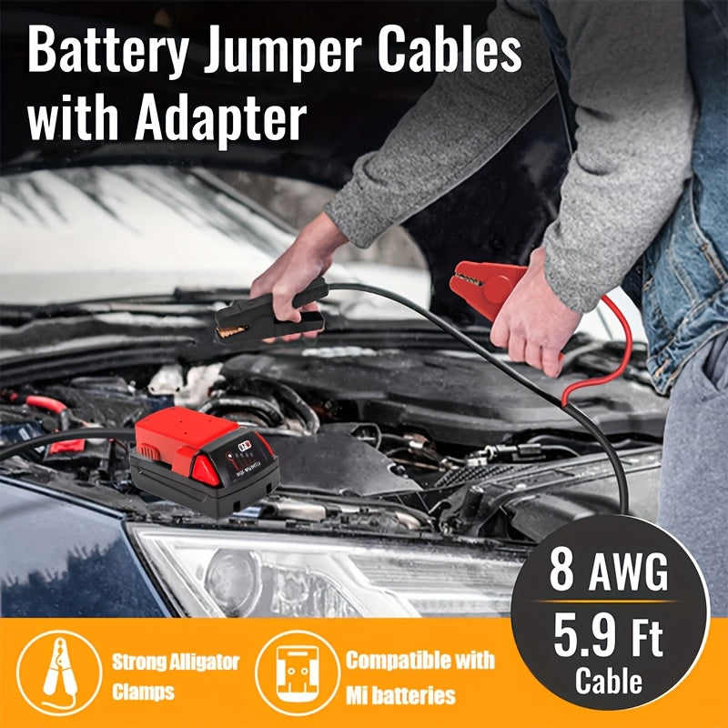 Cables with Adapter for Dewalt, Portable Battery for Dewalt Jumper Starter Automotive Booster Cables Power for Car Jump Starting Using Tool, Without Battery