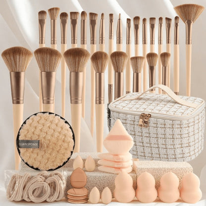 Super Soft Makeup Brush Set 23/44/47PCS with Stylish Bag - Concealer Contour Sponge Eyeshadow Blending Highlight Powder Brushes Wet Dry Use - Full-Size Beauty Kit for All Skin Types Gift for Women