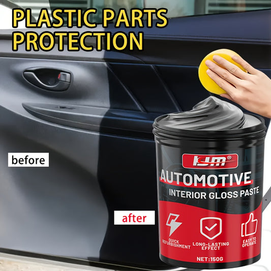 150G KJM Automotive Plastic Restorer And Whitening Cream - All-In-One Dashboard, Tire And Seat Restorer, Polish for Car Interior Gloss And Upholstery Care, Dashboard Shine Enhancer | Auto Interior Makeover | Long-Lasting Protection