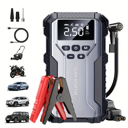 Portable Emergency Power Supply with 7 Functions, Featuring a 150PSI Digital Display. This Car Battery Charger Is Designed for 2.64-Gallon Gasoline Or 2.38-Gallon Diesel Engines, Making It an Ideal Emergency Starter for Vehicles