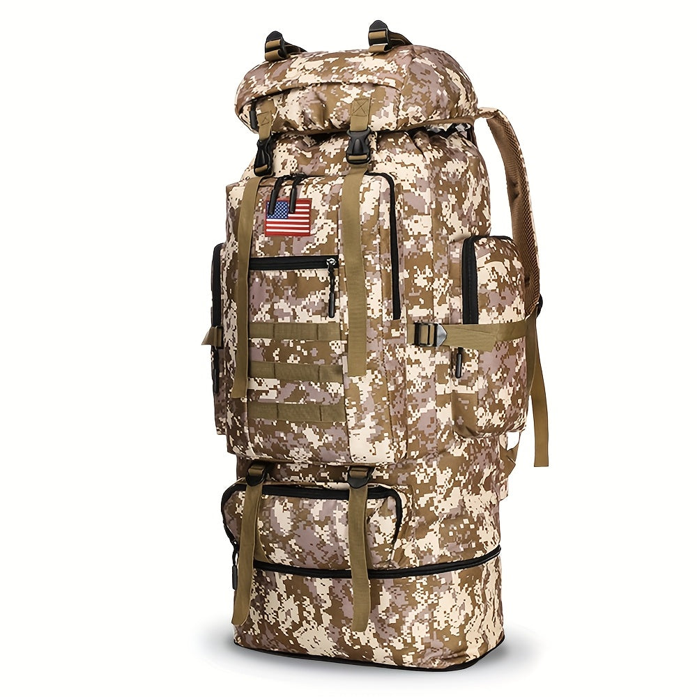 Tactical Backpack 100L Large Capacity Hiking Backpack Multiple Compartments Heavy Duty Ergonomic Straps for Camping Travel Trekking Backpacking Outdoor Adventures Jungle Green Black Army Green Gray Desert