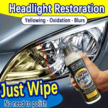 Car Headlight Restoration Fluid 8.5oz – Removes Yellowing, Oxidation & Haze | Crystal Coating Refurbishment Agent for Plastic Headlamp Lenses | Treats 6-10 Headlights