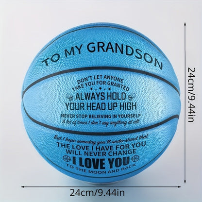 Personalized Basketball Gift for Son & Grandson Standard Size with Pump To My Son To My Grandson Heartfelt Message Sports Birthday Christmas Holiday Gift for Boys Teens