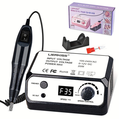Nail Drill Kit 35000 RPM with 100 Sanding Bands Multiple Drill Bits Electric Nail File for Acrylic Gel Nails Manicure Pedicure Salon Home Use Purple Pink Black
