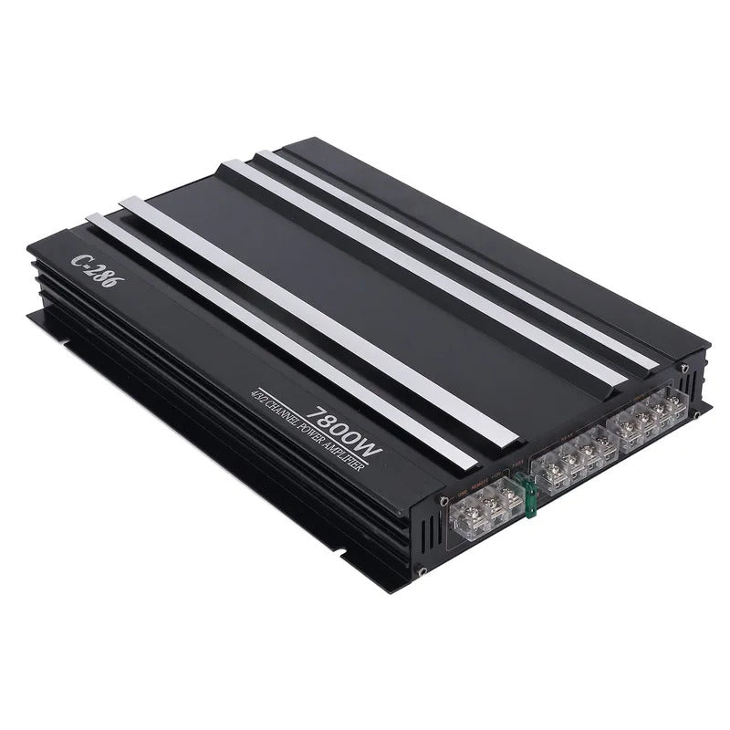 Car Stereo Amp Car Amplifier | 7800W 4 Channels A/B Class | Aluminum Alloy Pure Bass Power Amp for 12V Truck Boat UTV Motorcycle.