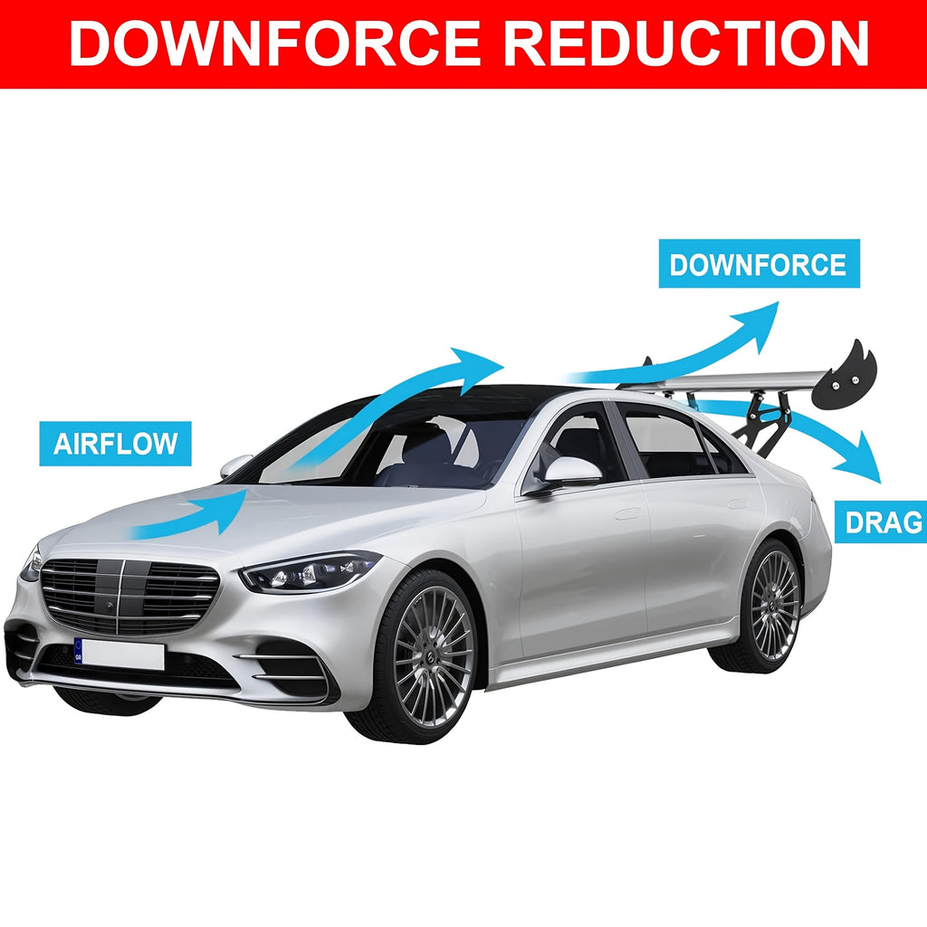 43.3-Inch Enhanced Wing Spoiler Universal Adjustable GT GTR Style Rear Sport Spoiler for 99% of Sedan Vehicles, Tuning Additions Trim Tail Air Deflector Dam Trunk Lip in Glossy Black Or Carbon Style Decoration