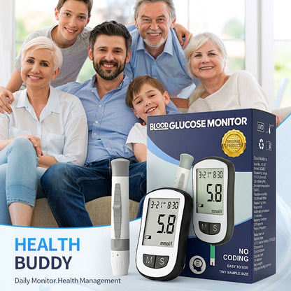 Blood Glucose Monitor Kit with 50 Test Strips & 50 Lancets - High Precision Glucometer Set for Home & Travel Diabetes Testing, Lancing Device Included, Compact Blood Sugar Test Kit