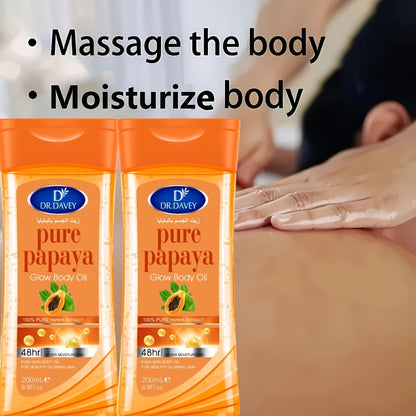 Papaya Brightening Body Oil 2pcs Multi-Use Non-Greasy Fast-Absorbing – Moisturizing Glow Oil for Skin Hair Nails Scalp, All Skin Types Skincare Gift Set for Women