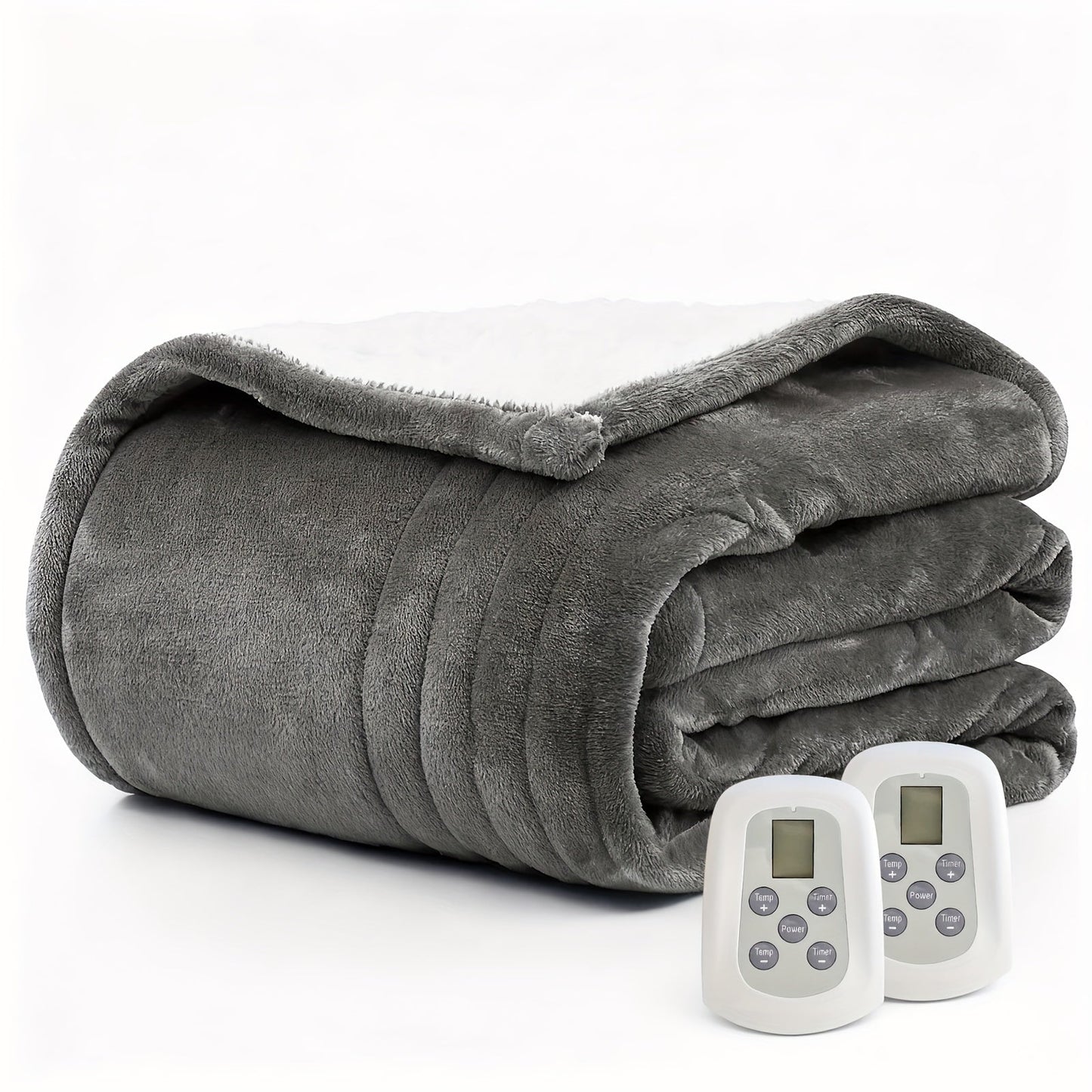 Dual Control Electric Heated Blanket with 10 Heat Levels - 10-Hour Auto Shutoff, Overheat Protection, Fast Heating, Soft Flannel, Machine Washable, 4 Sizes & 4 Colors, Bedroom Gift Blanket