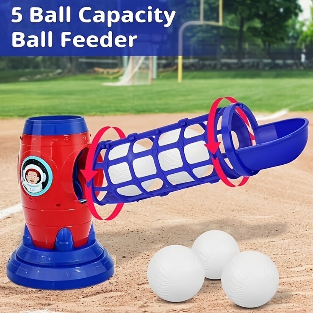 Kids Automatic Baseball Pitching Machine Toy Set – Fully Automatic Children's Baseball Trainer with Bat, Ball Machine & 10 Balls | Sports Training Gift for Boys and Girls