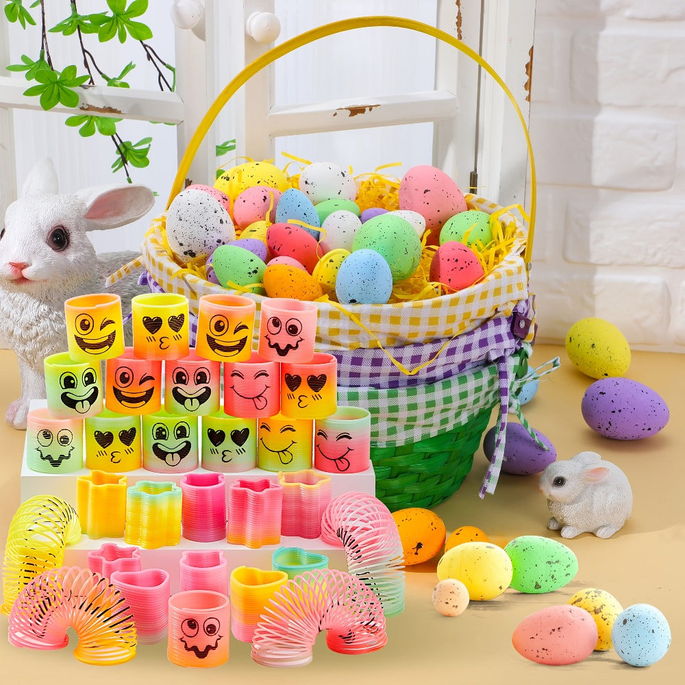 Rainbow Mini Spring Coil Party Favors 60pcs Bulk – Fidget Stress Toys for Kids, Goodie Bag Stuffers, Carnival Prizes, Birthday Party Supplies, Non-Toxic Plastic Coil Springs