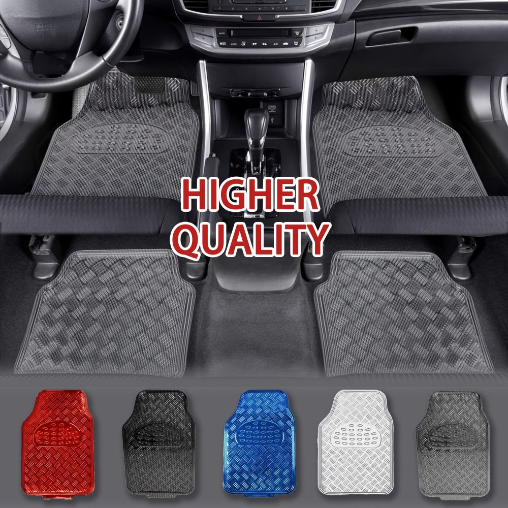 Waterproof Car Floor Mats 4pcs Set – PVC All-Weather Protection, Dustproof Easy-Clean Full Set for Cars, SUVs & Trucks, Anti-Slip, Multiple Colors Available