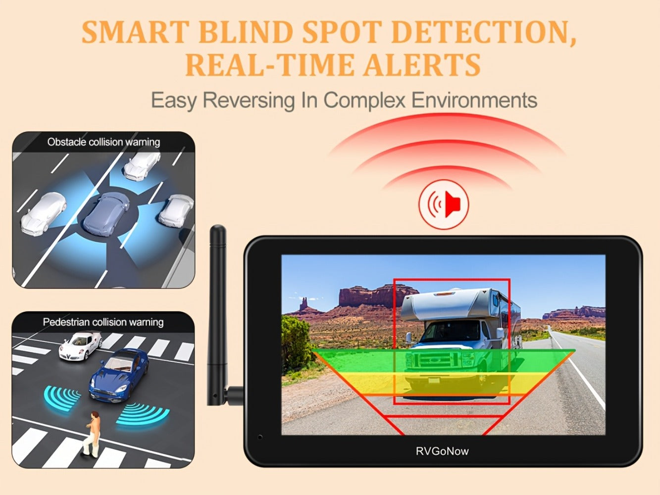 RV Backup Camera Wireless System – 7" HD 1080P Touchscreen Monitor, Night Vision, BSD Blind Spot Detection, 4-Channel, Furrion Compatible, Plug & Play for Trailer Truck Camper Motorhome