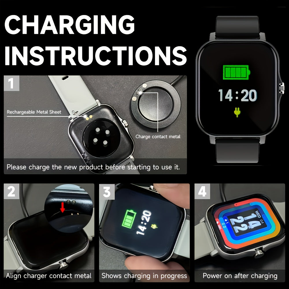 Bluetooth Calling Smartwatch with 1.83" Full Touch Screen, Multiple Sport Modes, Music Control & Sedentary Reminder – Fitness Tracker Watch Compatible with Android & iPhone for Men and Women, Dual Strap