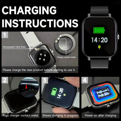 Bluetooth Calling Smartwatch with 1.83" Full Touch Screen, Multiple Sport Modes, Music Control & Sedentary Reminder – Fitness Tracker Watch Compatible with Android & iPhone for Men and Women, Dual Strap