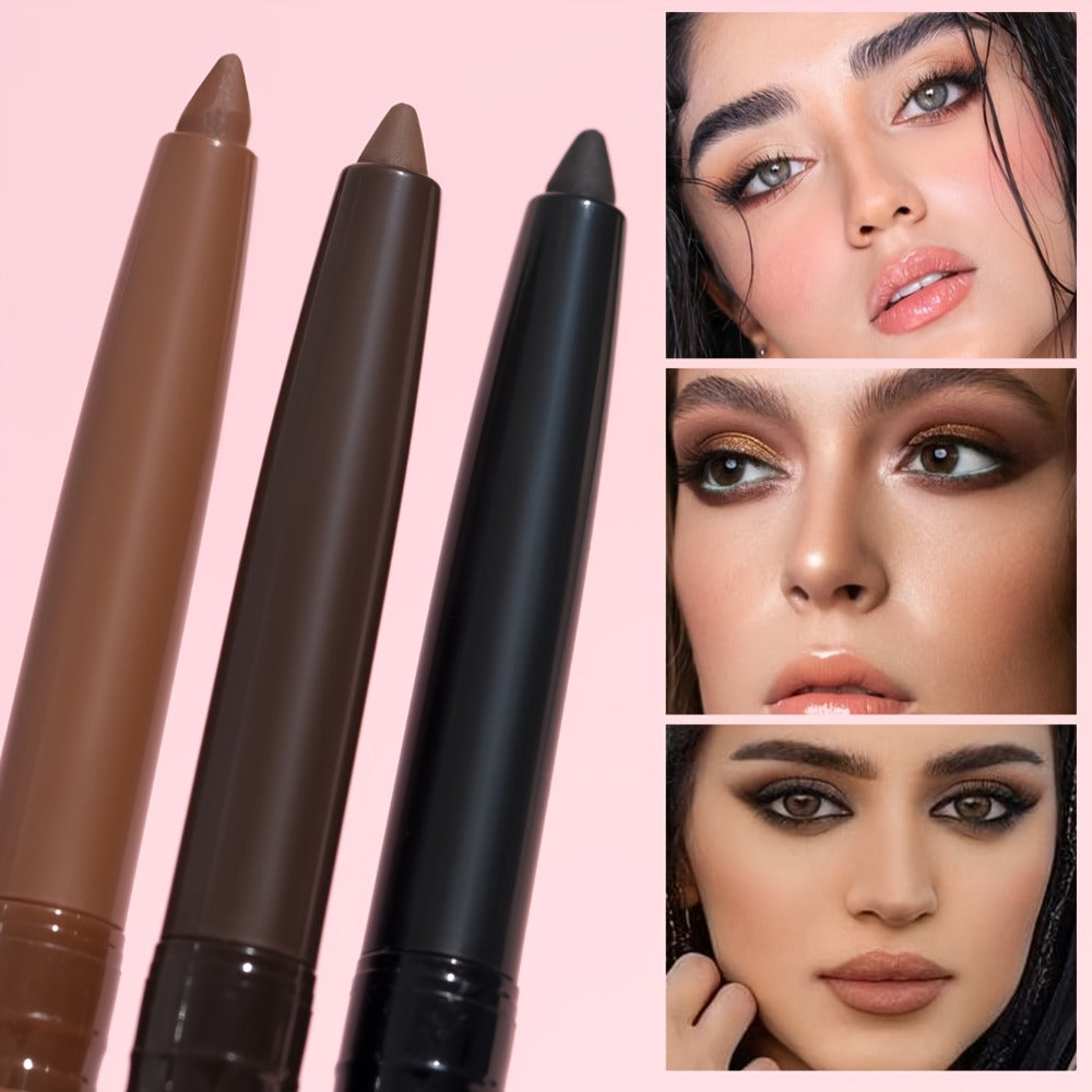 3-Piece Matte Gel Eyeliner Pen Set Waterproof Long-Lasting Smudge-Proof Precision Eye Makeup — Quick-Dry Creamy Formula for Sensitive Mature Skin Beginner Friendly Deep Medium Black