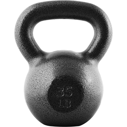 Cast Iron Kettlebell with Wide Flat Base – Hammerstone Painted, Anti-Corrosion, Smooth Grip Handle for Strength Training, Full Body Workout, CrossFit & Home Gym | Multiple Weight Options 10–80 LB