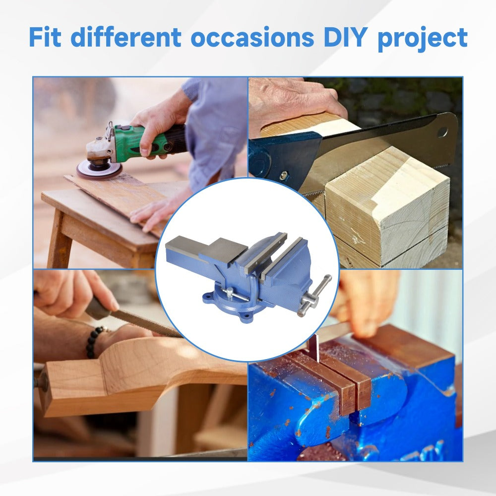 Bench Vise 5-Inch 360-Degree Swivel Base – Heavy-Duty Cast Iron Tabletop Vise with Pipe Jaws & Anvil, Locking Mechanics Clamp for Woodworking, Metalworking, Soldering & DIY