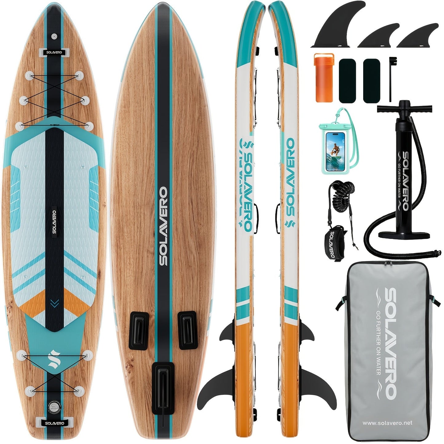Stand Up Paddle Board Inflatable SUP 10'6" & 11'6" - Non-Slip EVA Deck, 180kg Capacity, All-in-One Accessories Kit with Pump, Adjustable Paddle, Ankle Leash, Phone Pouch & Fins for Yoga Fishing Surfing