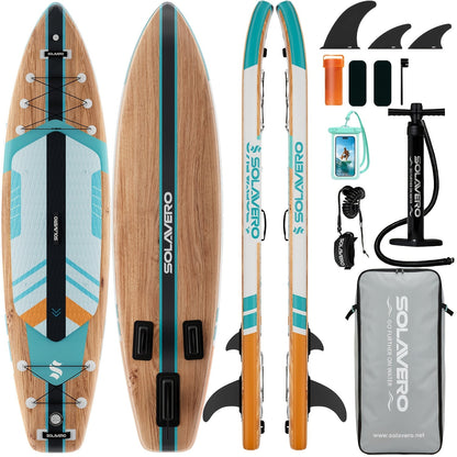 Stand Up Paddle Board Inflatable SUP 10'6" & 11'6" - Non-Slip EVA Deck, 180kg Capacity, All-in-One Accessories Kit with Pump, Adjustable Paddle, Ankle Leash, Phone Pouch & Fins for Yoga Fishing Surfing
