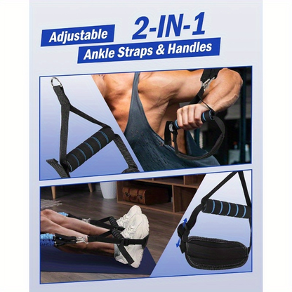 Natural Latex Pilates Bar Kit with Resistance Bands 20-360 lbs – Stainless Steel Handle, Adjustable Length for 5'3"-6'2", Full Body Home Gym Workout for Women & Men