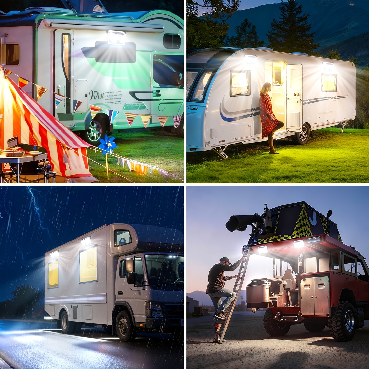 Magnetic RV Solar Lights Outdoor, 800LM Ultra-Bright RV Porch Light with Motion Sensor, Strong Magnets IP65 Waterproof Rv Lights Exterior, Rv Additions, for Awning Camper Trailer Porch Travel Trailers Rv Essentials