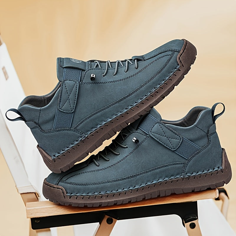 Men's High-Top Casual Ankle Boots - Elastic Closure and Rubber Sole