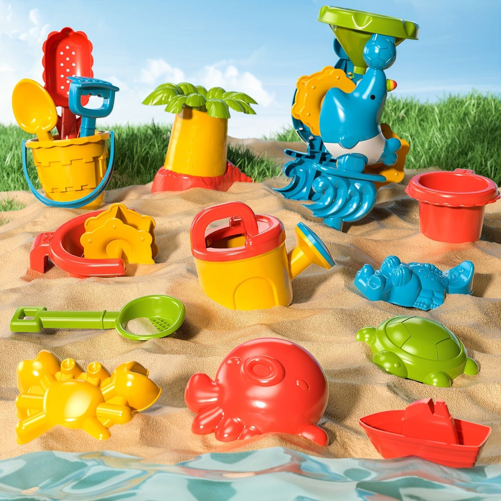 4-in-1 Sand & Water Table for Toddlers & Kids – Outdoor Sensory Play Sandbox Activity Table with Beach Toys, Summer Holiday Backyard Toy for Ages 2+, Accessories Color Random