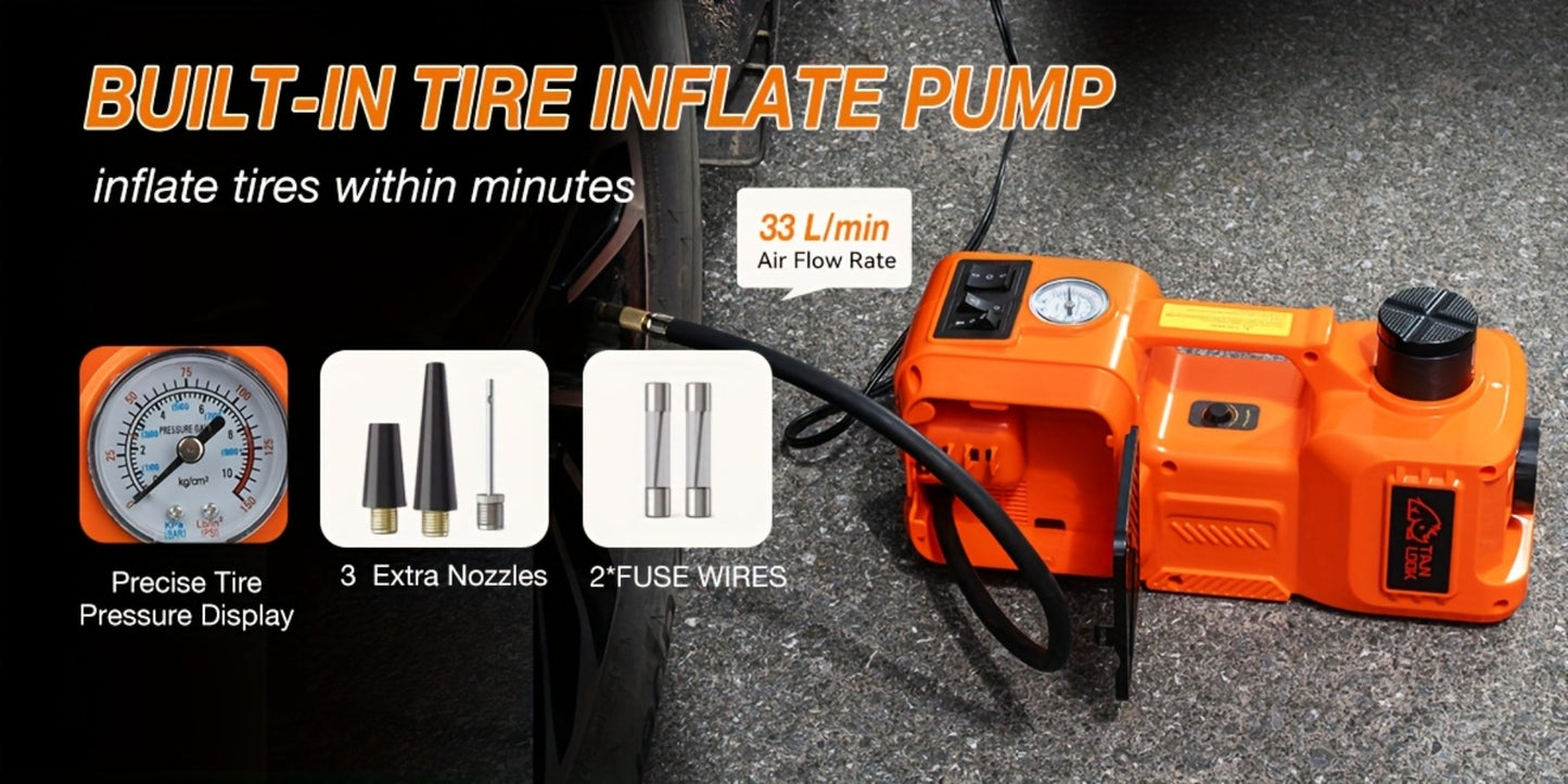 5 Ton Electric Hydraulic Car Jack with Built-in Air Pump – Portable Car Lift for SUV MPV Truck, Tire Replacement & Emergency Roadside Use, Optional Electric Impact Wrench