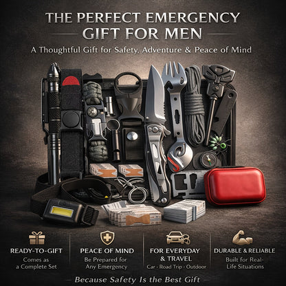 Camping Survival Kit Gift Set 19-in-1 – Emergency Survival Gear with Magnesium Fire Starter, Ideal Birthday Gift for Men, Dad, Husband, Fishing, Hunting & Outdoor Adventures