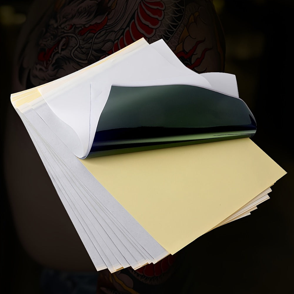 Tattoo Stencil Transfer Kit – 2x Transfer Gel, 10x A4 Blank Thermal Stencil Paper & 1x Pre-Drawn Pattern Sheet – Complete Tattoo Transfer Solution for Artists & Beginners