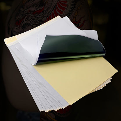 Tattoo Stencil Transfer Kit – 2x Transfer Gel, 10x A4 Blank Thermal Stencil Paper & 1x Pre-Drawn Pattern Sheet – Complete Tattoo Transfer Solution for Artists & Beginners