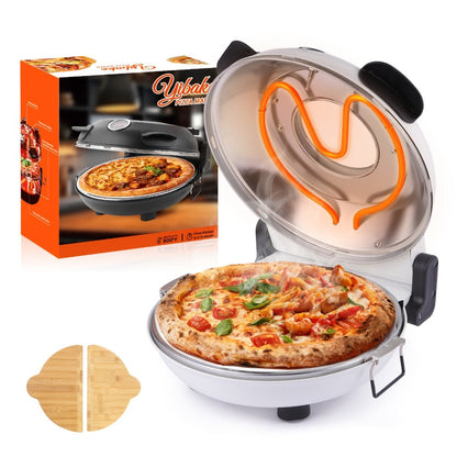 Indoor Pizza Oven Countertop – 12-Inch Electric Pizza Maker Machine for Home Kitchen, Heats Up to 800°F, Fast Baking Grill Oven with Even Heat Distribution, White