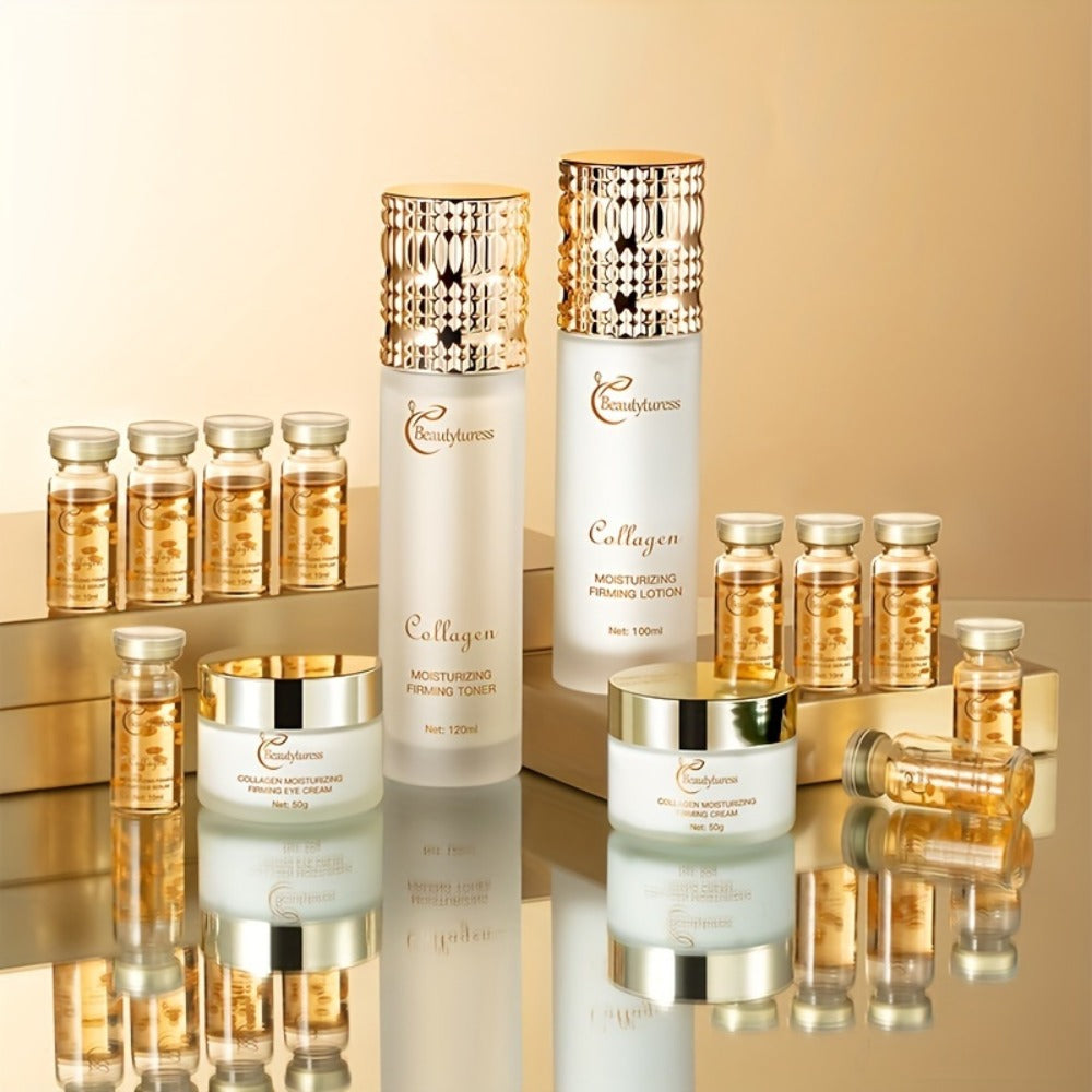 14-Piece Collagen Skincare Gift Set for Women – Hyaluronic Acid & Niacinamide, Deep Hydration, Firming, Brightening, Anti-Aging Luxury Box