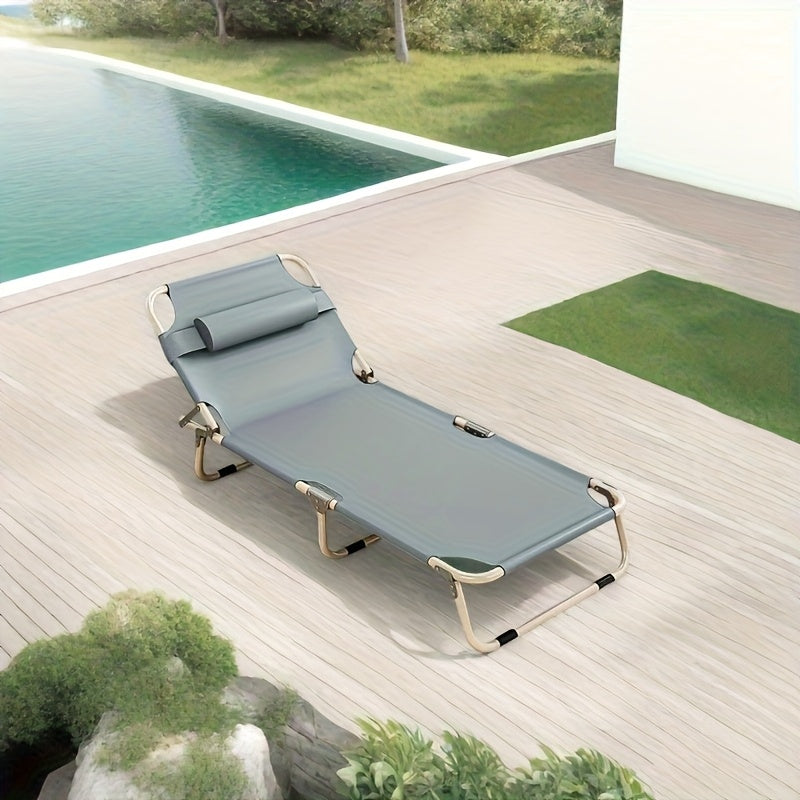 Folding Camping Cot 1200D Portable Sleeping Bed – Lightweight Foldable Outdoor Bed for Camping, Beach, Patio, Sunbathing & Poolside – No Mattress, Gray
