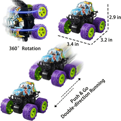Mini Pull Back Truck Toys Bulk Pack 12pcs – Friction Powered Push & Go Stunt Car Trucks for Boys Girls Kids Teens – Birthday Party Favors Goodie Bag Fillers Vehicle Playset