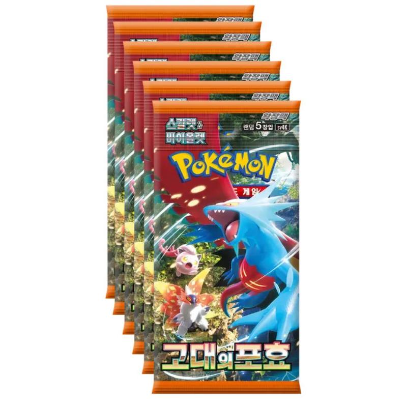 Korean Pokemon TCG Scarlet & Violet Ancient Roar Booster Pack – 5 Cards Per Pack, Official Korean Language Sealed Single Pack for Collectors, Competitive Players & Sealed Product Investors