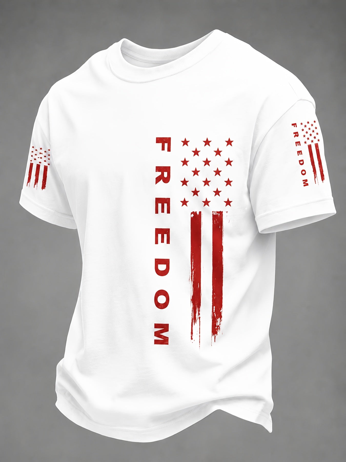 Men's Patriotic T-Shirt - Round Neck Short Sleeve Travel Style